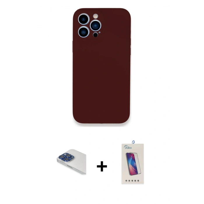 MARSİLYAN™- iPhone 13 Pro Max Kılıf Zirve Modern Özel Seri - Siyah Joko 5D Cam + Pers Alüminyum Kamera Lens - LT