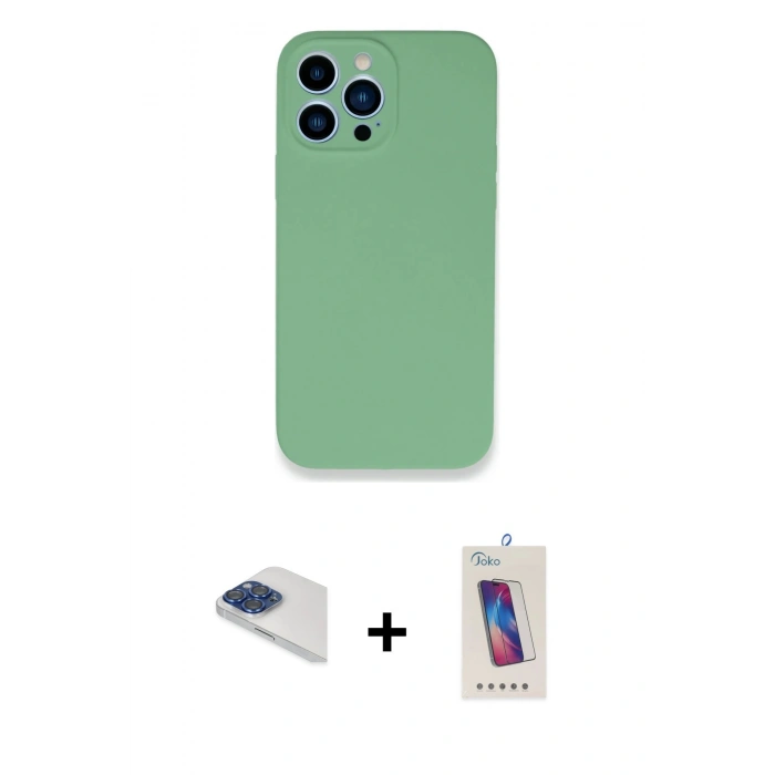 MARSİLYAN™- iPhone 13 Pro Max Kılıf Zirve Modern Özel Seri - Siyah Joko 5D Cam + Pers Alüminyum Kamera Lens - LT
