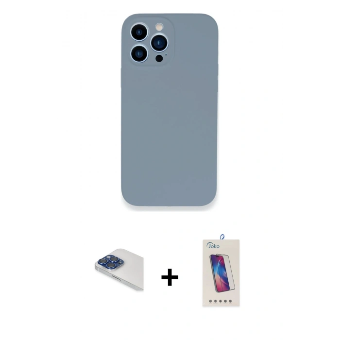 MARSİLYAN™- iPhone 13 Pro Max Kılıf Zirve Modern Özel Seri - Siyah Joko 5D Cam + Pers Alüminyum Kamera Lens - LT