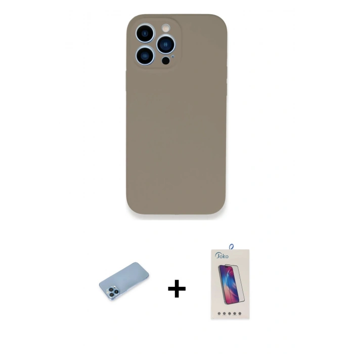 MARSİLYAN™- iPhone 13 Pro Max Kılıf Zirve Modern Özel Seri - Siyah Joko 5D Cam + Mavi Shine Kamera Lens Koruma Cam