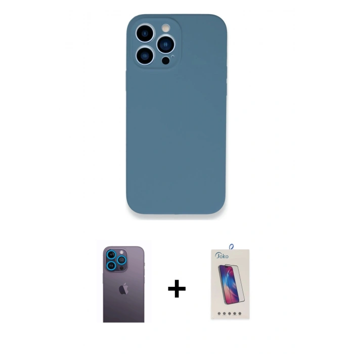 MARSİLYAN™- iPhone 13 Pro Max Kılıf Zirve Modern Özel Seri - Siyah Joko 5D Cam + Neon Fosforlu Kamera Lens - MI