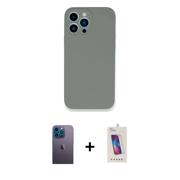 MARSİLYAN™- iPhone 13 Pro Max Kılıf Zirve Modern Özel Seri - Siyah Joko 5D Cam + Neon Fosforlu Kamera Lens - MI