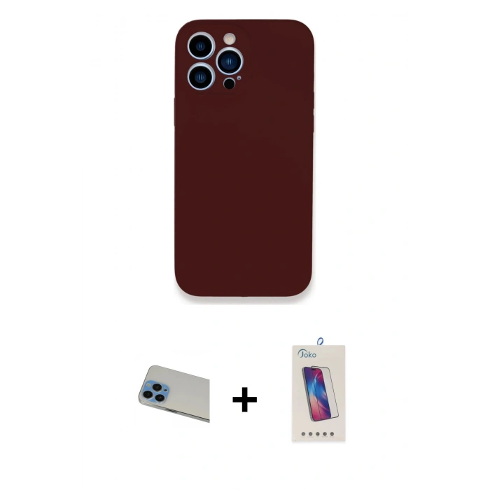 MARSİLYAN™- iPhone 13 Pro Max Kılıf Zirve Modern Özel Seri - Siyah Joko 5D Cam + Rainbow Kamera Lens Koruma Cam - MI