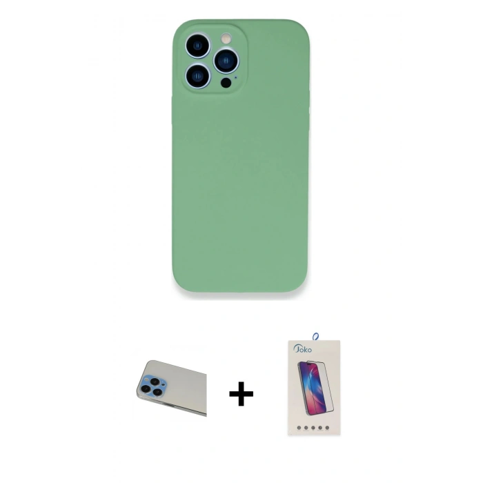 MARSİLYAN™- iPhone 13 Pro Max Kılıf Zirve Modern Özel Seri - Siyah Joko 5D Cam + Rainbow Kamera Lens Koruma Cam - MI