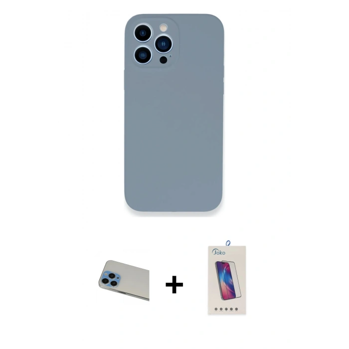 MARSİLYAN™- iPhone 13 Pro Max Kılıf Zirve Modern Özel Seri - Siyah Joko 5D Cam + Rainbow Kamera Lens Koruma Cam - MI
