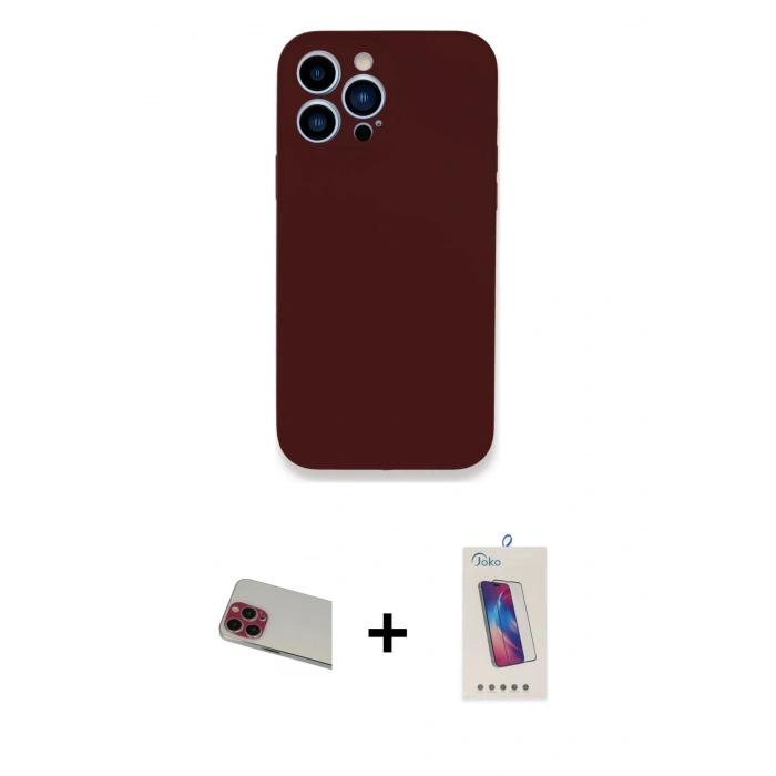 MARSİLYAN™- iPhone 13 Pro Max Kılıf Zirve Modern Özel Seri - Siyah Joko 5D Cam + Rainbow Kamera Lens Koruma Cam - KI