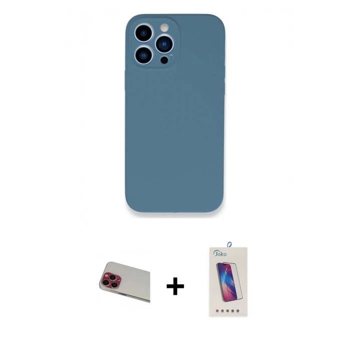 MARSİLYAN™- iPhone 13 Pro Max Kılıf Zirve Modern Özel Seri - Siyah Joko 5D Cam + Rainbow Kamera Lens Koruma Cam - KI