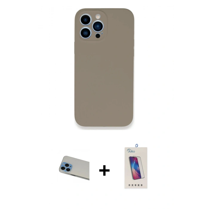 MARSİLYAN™- iPhone 13 Pro Max Kılıf Zirve Modern Özel Seri - Siyah Joko 5D Cam + Rainbow Kamera Lens Koruma Cam - MI
