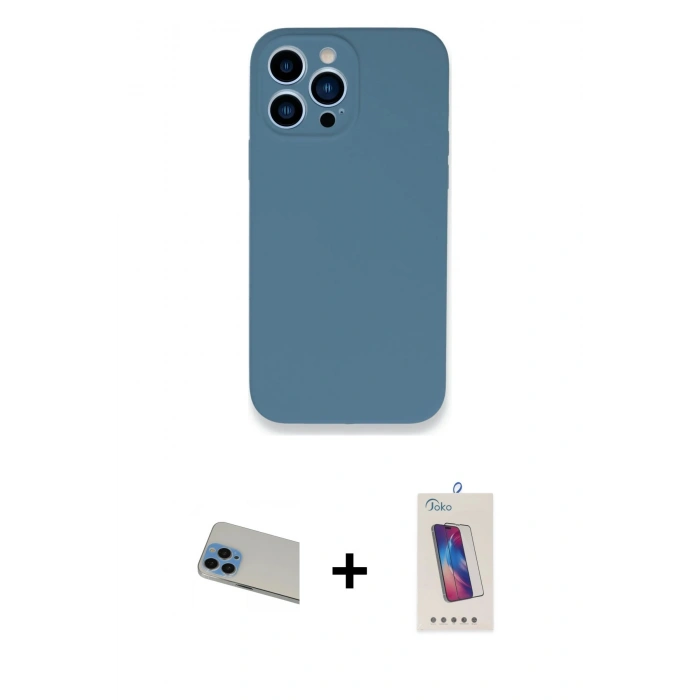 MARSİLYAN™- iPhone 13 Pro Max Kılıf Zirve Modern Özel Seri - Siyah Joko 5D Cam + Rainbow Kamera Lens Koruma Cam - MI