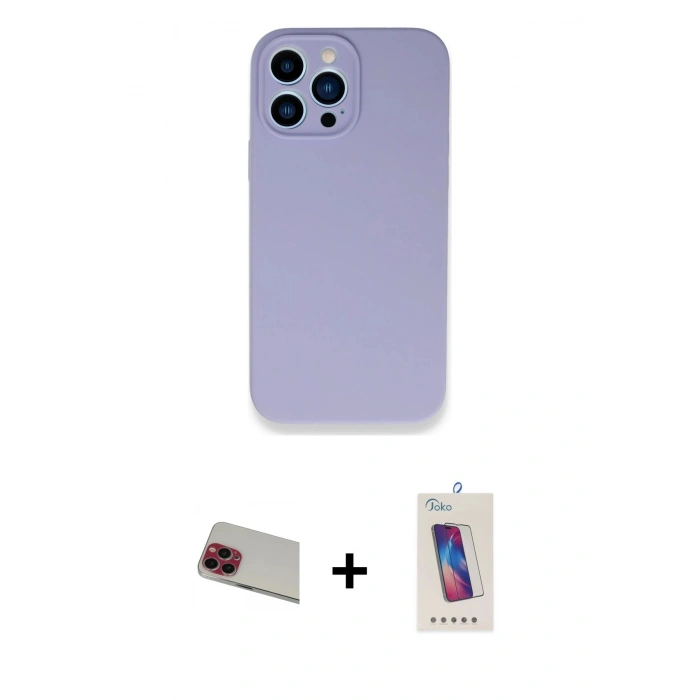 MARSİLYAN™- iPhone 13 Pro Max Kılıf Zirve Modern Özel Seri - Siyah Joko 5D Cam + Rainbow Kamera Lens Koruma Cam - KI