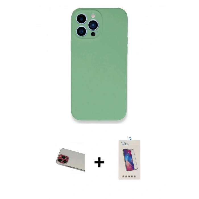 MARSİLYAN™- iPhone 13 Pro Max Kılıf Zirve Modern Özel Seri - Siyah Joko 5D Cam + Rainbow Kamera Lens Koruma Cam - KI