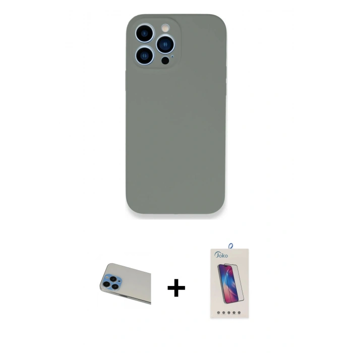 MARSİLYAN™- iPhone 13 Pro Max Kılıf Zirve Modern Özel Seri - Siyah Joko 5D Cam + Rainbow Kamera Lens Koruma Cam - MI