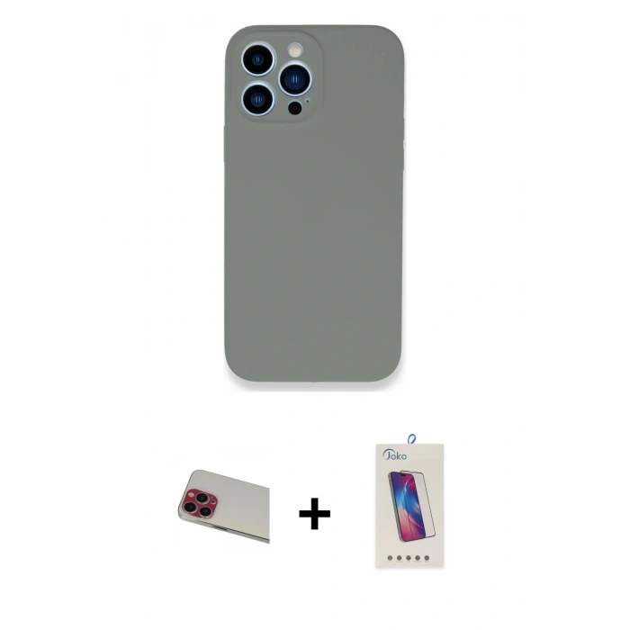 MARSİLYAN™- iPhone 13 Pro Max Kılıf Zirve Modern Özel Seri - Siyah Joko 5D Cam + Rainbow Kamera Lens Koruma Cam - KI