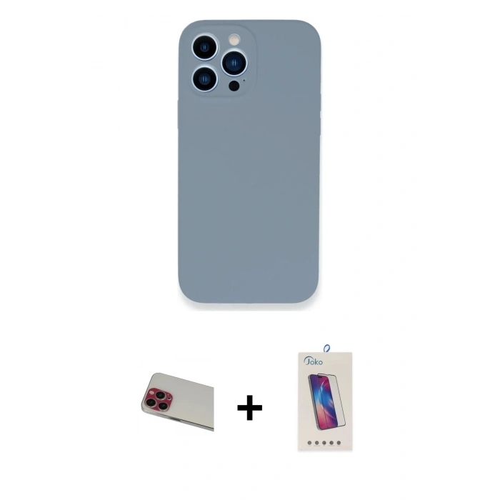 MARSİLYAN™- iPhone 13 Pro Max Kılıf Zirve Modern Özel Seri - Siyah Joko 5D Cam + Rainbow Kamera Lens Koruma Cam - KI