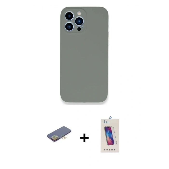 MARSİLYAN™- iPhone 13 Pro Max Kılıf Zirve Modern Özel Seri - Siyah Joko 5D Cam + Renkli Kamera Lens Koruma Cam - SI