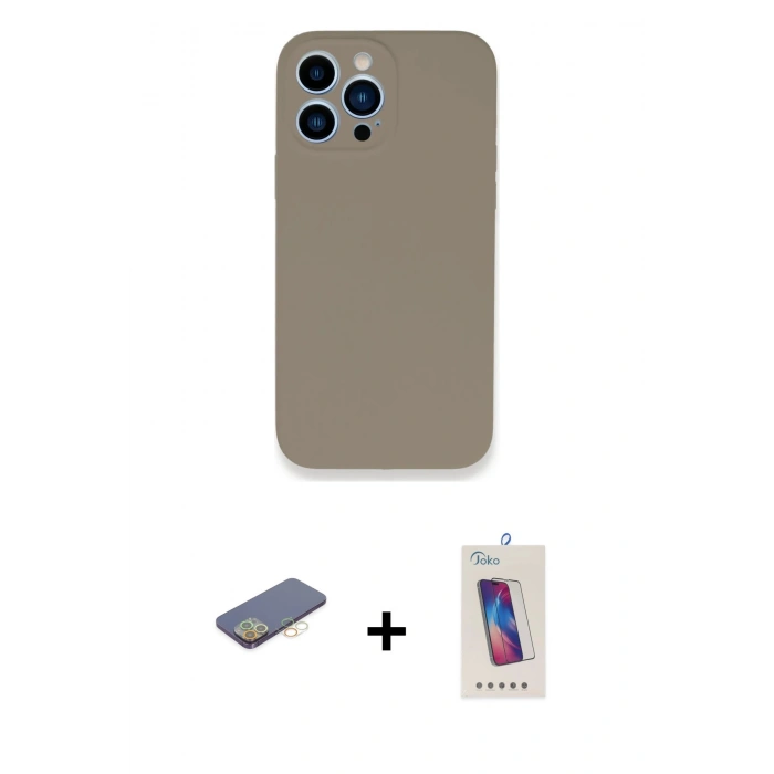 MARSİLYAN™- iPhone 13 Pro Max Kılıf Zirve Modern Özel Seri - Siyah Joko 5D Cam + Renkli Kamera Lens Koruma Cam - SI