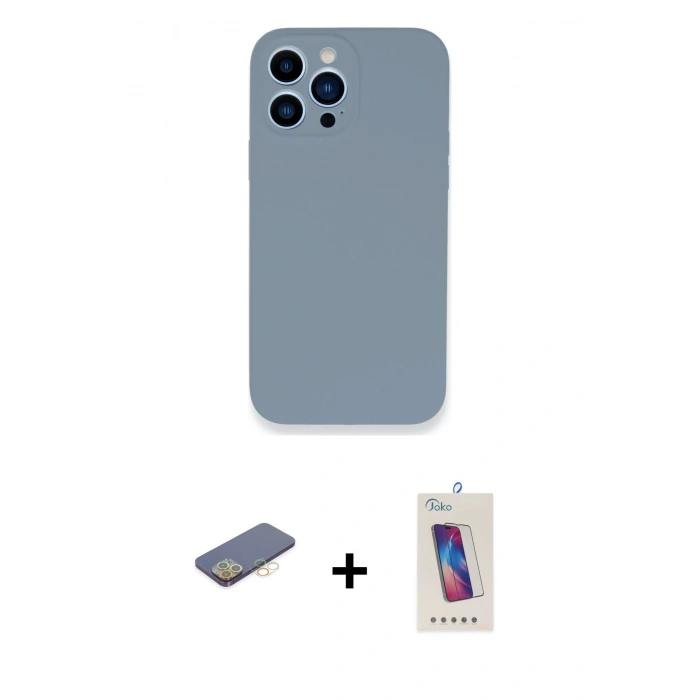 MARSİLYAN™- iPhone 13 Pro Max Kılıf Zirve Modern Özel Seri - Siyah Joko 5D Cam + Renkli Kamera Lens Koruma Cam - SI