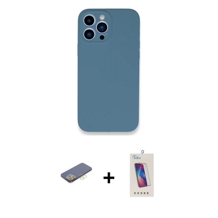 MARSİLYAN™- iPhone 13 Pro Max Kılıf Zirve Modern Özel Seri - Siyah Joko 5D Cam + Renkli Kamera Lens Koruma Cam - SI