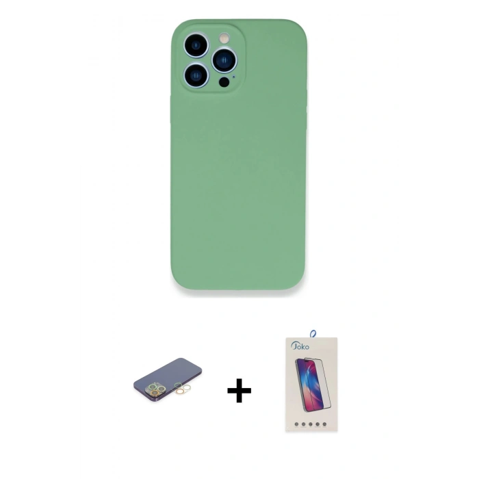 MARSİLYAN™- iPhone 13 Pro Max Kılıf Zirve Modern Özel Seri - Siyah Joko 5D Cam + Renkli Kamera Lens Koruma Cam - SI