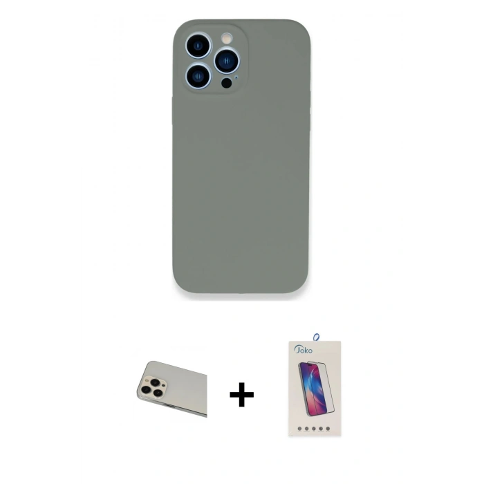 MARSİLYAN™- iPhone 13 Pro Max Kılıf Zirve Modern Özel Seri - Siyah Joko 5D Cam + Rainbow Kamera Lens Koruma Cam - REGD