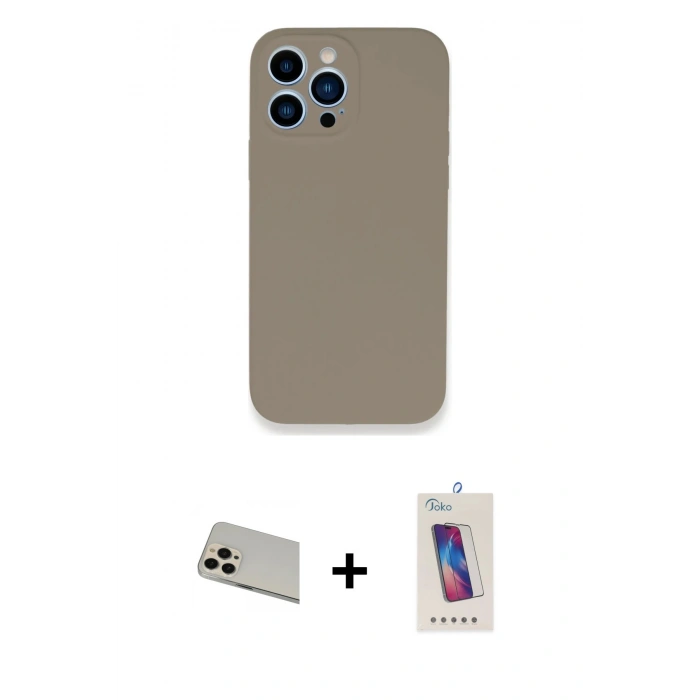 MARSİLYAN™- iPhone 13 Pro Max Kılıf Zirve Modern Özel Seri - Siyah Joko 5D Cam + Rainbow Kamera Lens Koruma Cam - REGD