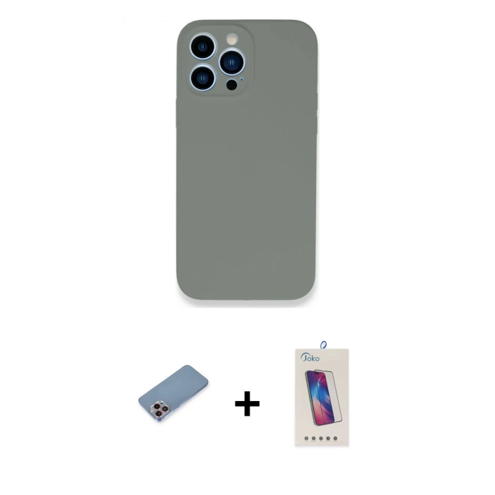 MARSİLYAN™- iPhone 13 Pro Max Kılıf Zirve Modern Özel Seri - Siyah Joko 5D Cam + Shine Kamera Lens Koruma Cam - PE
