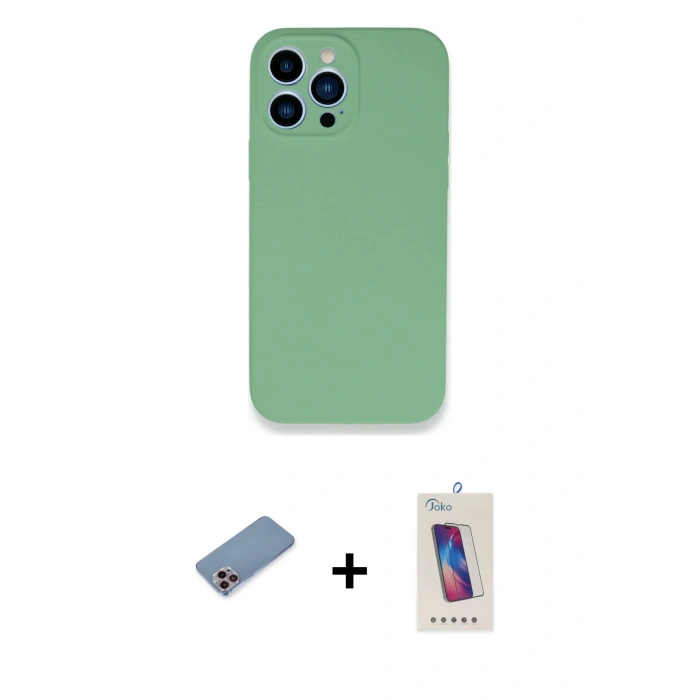 MARSİLYAN™- iPhone 13 Pro Max Kılıf Zirve Modern Özel Seri - Siyah Joko 5D Cam + Shine Kamera Lens Koruma Cam - PE