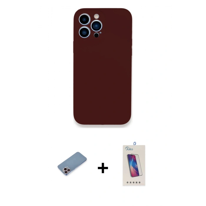 MARSİLYAN™- iPhone 13 Pro Max Kılıf Zirve Modern Özel Seri - Siyah Joko 5D Cam + Shine Kamera Lens Koruma Cam - PE