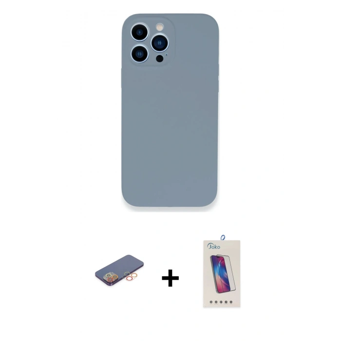 MARSİLYAN™- iPhone 13 Pro Max Kılıf Zirve Modern Özel Seri - Siyah Joko 5D Cam + Renkli Kamera Lens Koruma Cam - TU