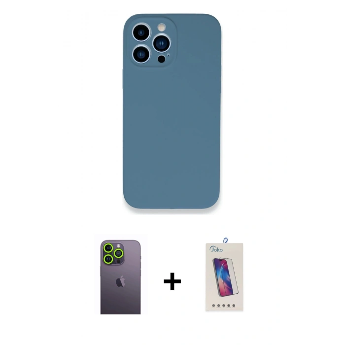 MARSİLYAN™- iPhone 13 Pro Max Kılıf Zirve Modern Özel Seri - Siyah Joko 5D Cam + Neon Fosforlu Kamera Lens - YL