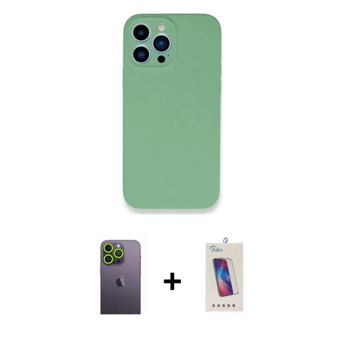 MARSİLYAN™- iPhone 13 Pro Max Kılıf Zirve Modern Özel Seri - Siyah Joko 5D Cam + Neon Fosforlu Kamera Lens - YL