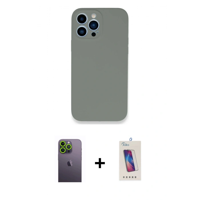 MARSİLYAN™- iPhone 13 Pro Max Kılıf Zirve Modern Özel Seri - Siyah Joko 5D Cam + Neon Fosforlu Kamera Lens - YL