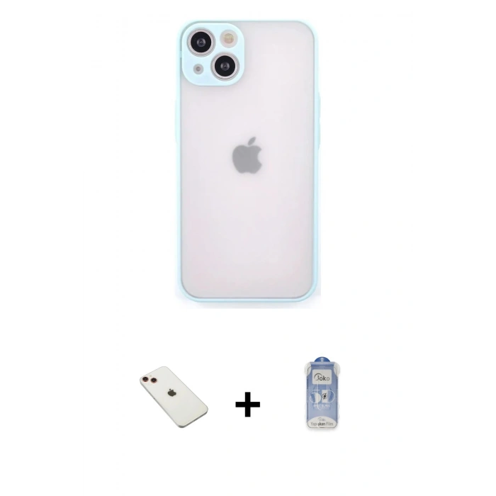 MARSİLYAN™- iPhone 14 Kılıf Ahenk Çizgi Serisi - Siyah Joko Magic 5D Cam + Diamond Kamera Lens - KI