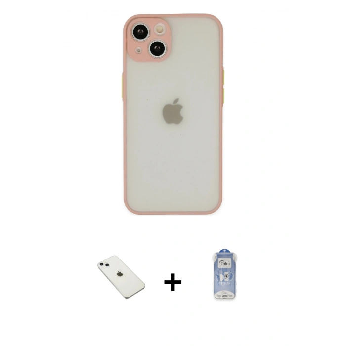 MARSİLYAN™- iPhone 14 Kılıf Ahenk Çizgi Serisi - Siyah Joko Magic 5D Cam + Diamond Kamera Lens - SABE
