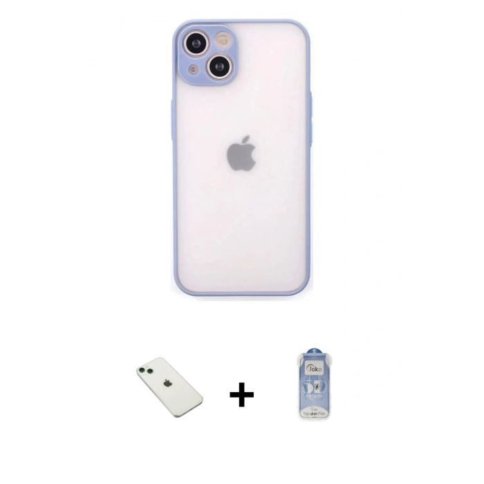 MARSİLYAN™- iPhone 14 Kılıf Ahenk Çizgi Serisi - Siyah Joko Magic 5D Cam + Diamond Kamera Lens - YL