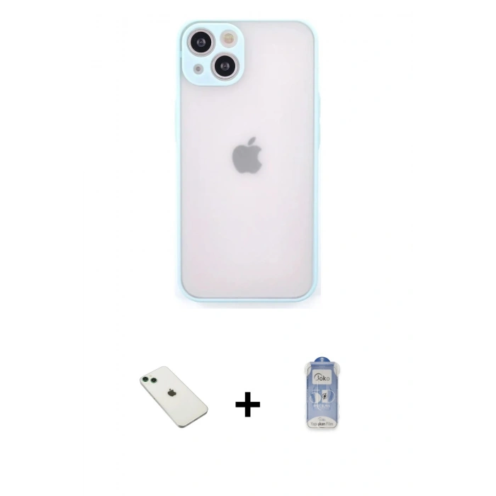 MARSİLYAN™- iPhone 14 Kılıf Ahenk Çizgi Serisi - Siyah Joko Magic 5D Cam + Diamond Kamera Lens - YL