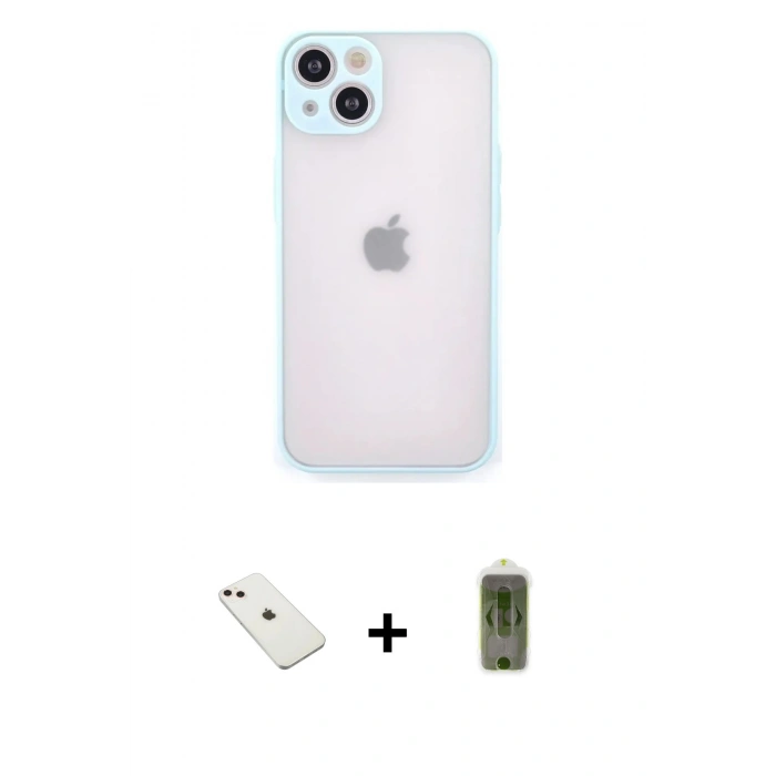 MARSİLYAN™- iPhone 14 Kılıf Ahenk Çizgi Serisi - Siyah Joko Magic 5D Hayalet Cam + Pembe Diamond Kamera Lens
