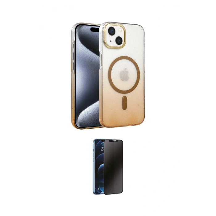 MARSİLYAN™- iPhone 14 Kılıf Ahenk Doku Özel Seri - Siyah 3D Antistatik Hayalet Cam Ekran Koruyucu
