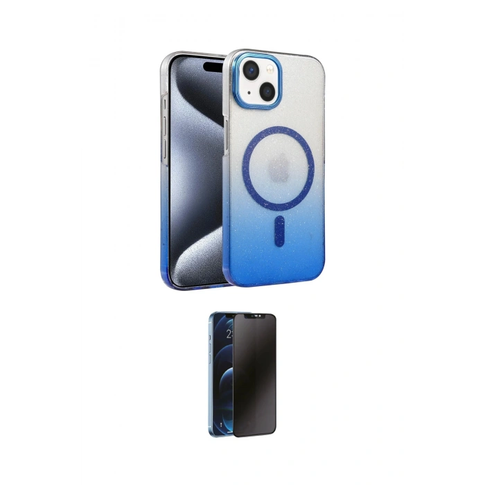 MARSİLYAN™- iPhone 14 Kılıf Ahenk Doku Özel Seri - Siyah 3D Antistatik Hayalet Cam Ekran Koruyucu