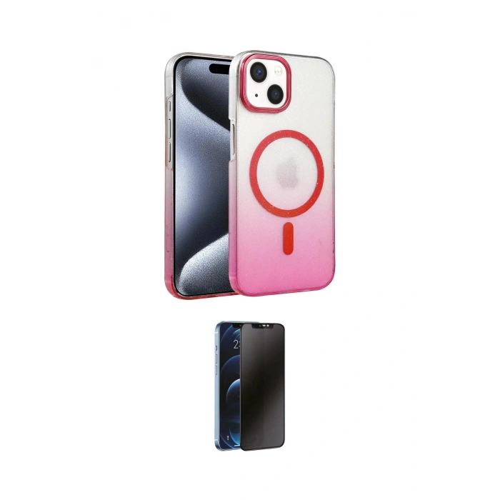 MARSİLYAN™- iPhone 14 Kılıf Ahenk Doku Özel Seri - Siyah 3D Antistatik Hayalet Cam Ekran Koruyucu