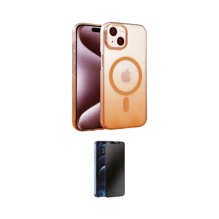 MARSİLYAN™- iPhone 14 Kılıf Ahenk Doku Özel Seri - Siyah 3D Antistatik Hayalet Cam Ekran Koruyucu