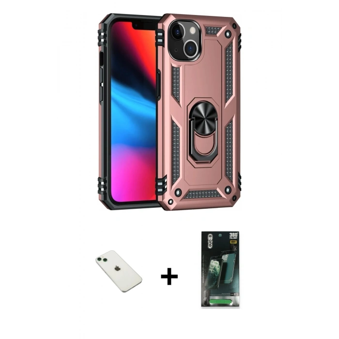 MARSİLYAN™- iPhone 14 Kılıf Ahenk Klasik Koleksiyonu - Şeffaf 360 Full Body Arka Koruyucu + Diamond Kamera Lens - YL