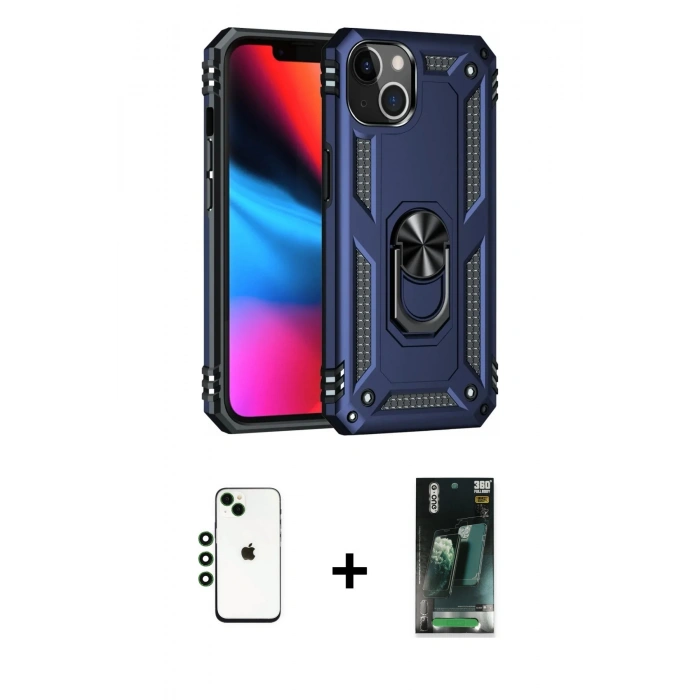 MARSİLYAN™- iPhone 14 Kılıf Ahenk Klasik Koleksiyonu - Şeffaf 360 Full Body Arka Koruyucu + Shine Kamera Lens - YL