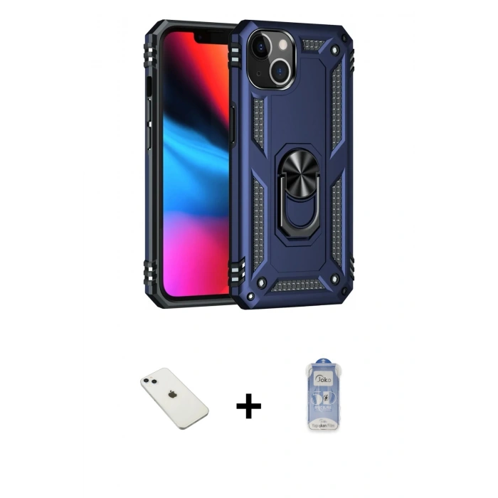 MARSİLYAN™- iPhone 14 Kılıf Ahenk Klasik Koleksiyonu - Siyah Joko Magic 5D Cam + Diamond Kamera Lens - SABE