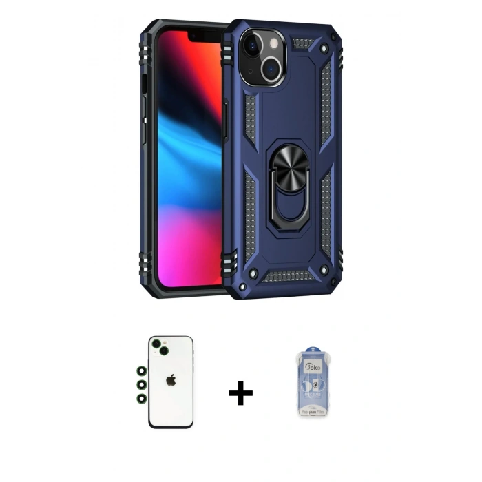 MARSİLYAN™- iPhone 14 Kılıf Ahenk Klasik Koleksiyonu - Siyah Joko Magic 5D Cam + Shine Kamera Lens - YL