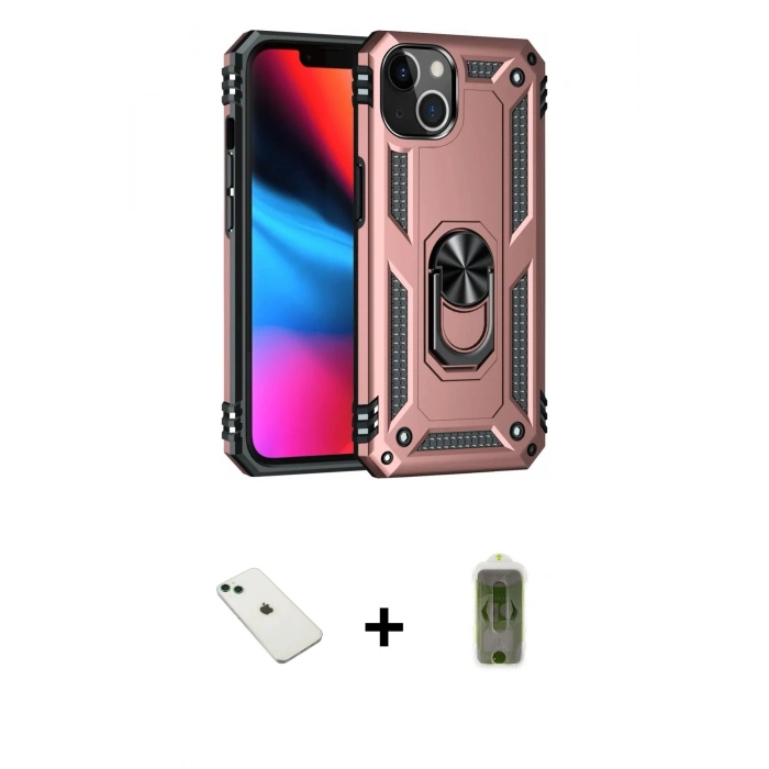 MARSİLYAN™- iPhone 14 Kılıf Ahenk Klasik Koleksiyonu - Siyah Joko Magic 5D Hayalet Cam + Diamond Kamera Lens - YL