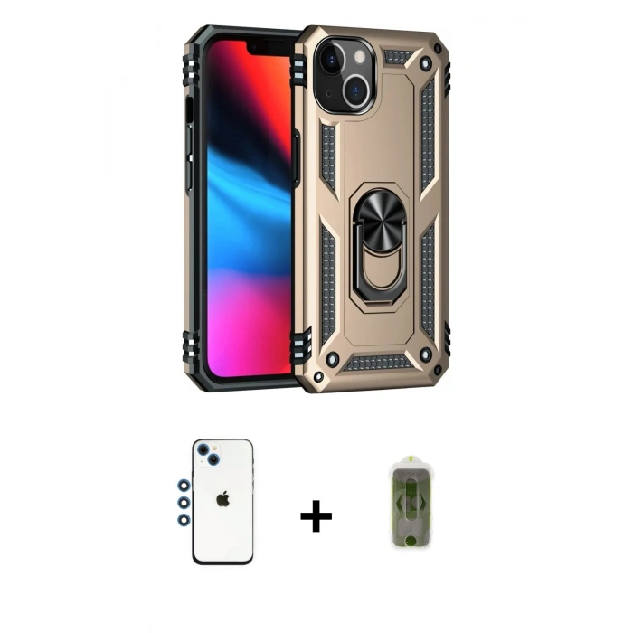 MARSİLYAN™- iPhone 14 Kılıf Ahenk Klasik Koleksiyonu - Siyah Joko Magic 5D Hayalet Cam + Shine Kamera Lens - MI