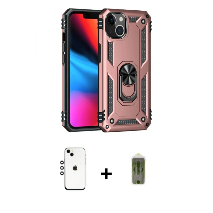 MARSİLYAN™- iPhone 14 Kılıf Ahenk Klasik Koleksiyonu - Siyah Joko Magic 5D Hayalet Cam + Shine Kamera Lens - GS