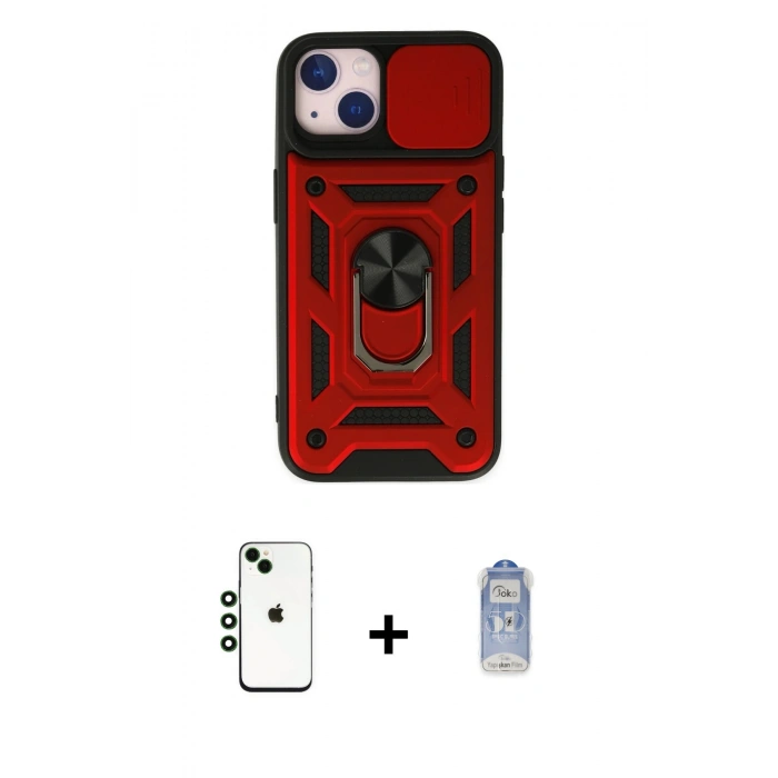 MARSİLYAN™- iPhone 14 Kılıf Ahenk Klasik - Siyah Joko Magic 5D Cam + Shine Kamera Lens - YL