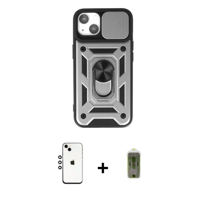 MARSİLYAN™- iPhone 14 Kılıf Ahenk Klasik - Siyah Joko Magic 5D Hayalet Cam + Shine Kamera Lens - GS